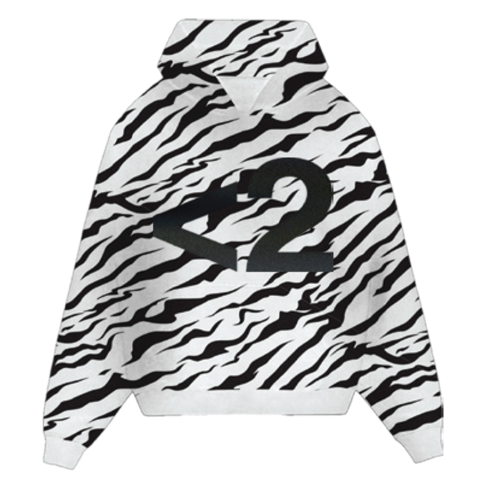 Tiger Print Logo White Hoodie
