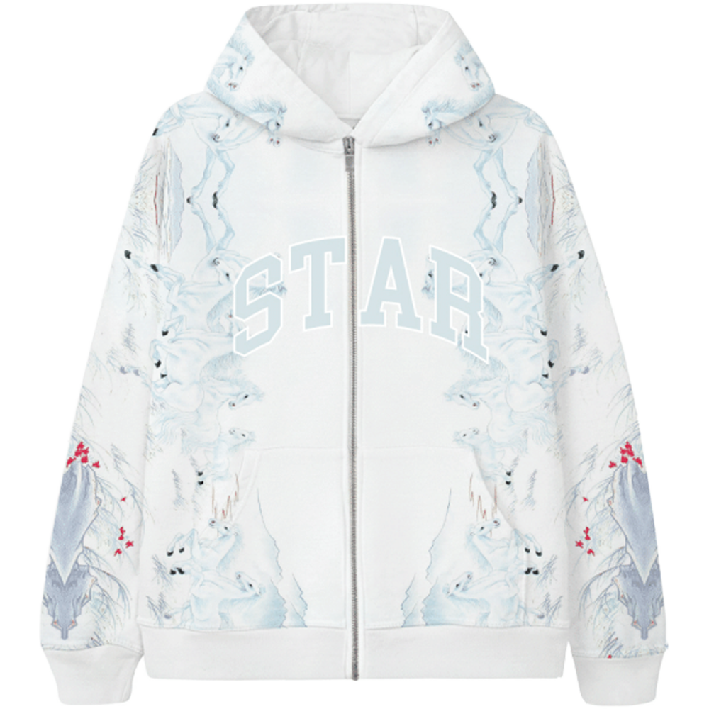 WHITE HORSE STAR ZIP-UP HOODIE - 2hollis Official Store