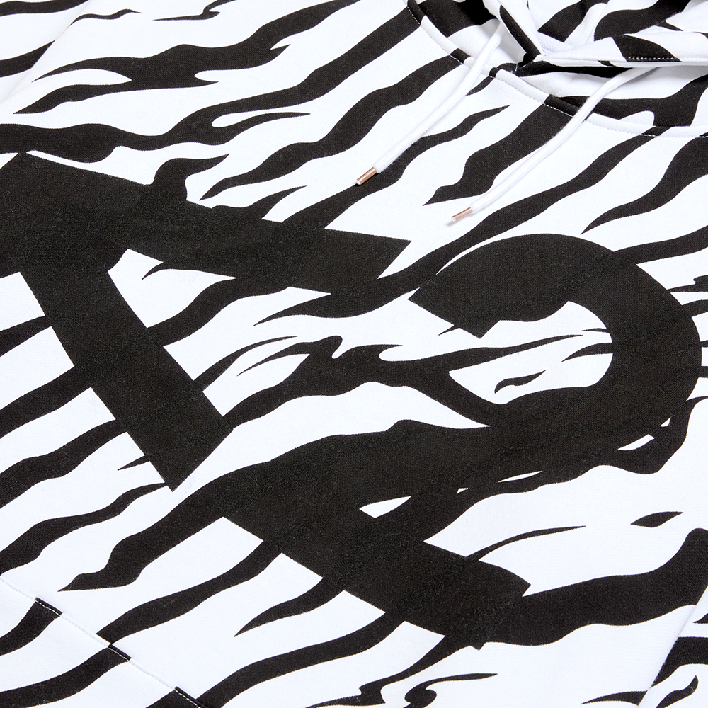 Tiger Print Logo White Hoodie